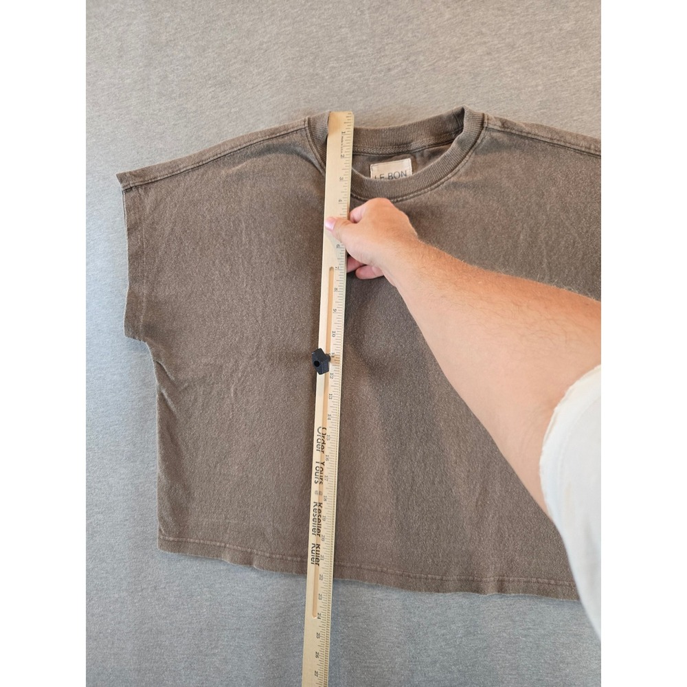 Le Bon Shoppe Jeanne Tee Women M/L Brown Boxy Cotton Short Sleeve T-Shirt - Picture 8 of 10